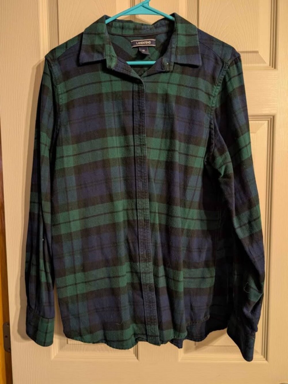 Lands end flannel plaid button up size 12